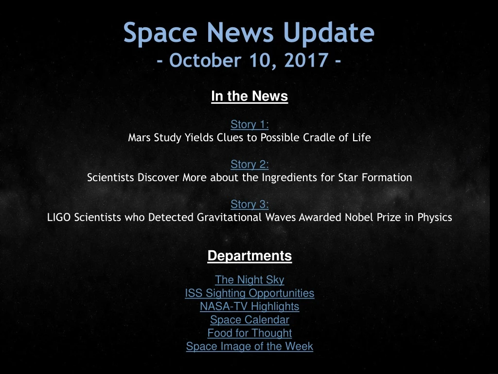 space news update october 10 2017