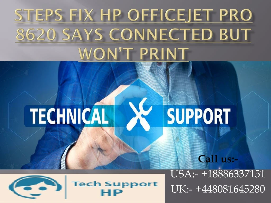 steps fix hp officejet pro 8620 says connected but won t print