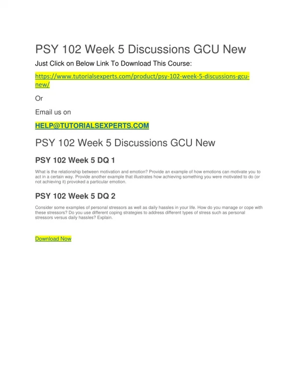 PSY 102 Week 5 Discussions GCU New