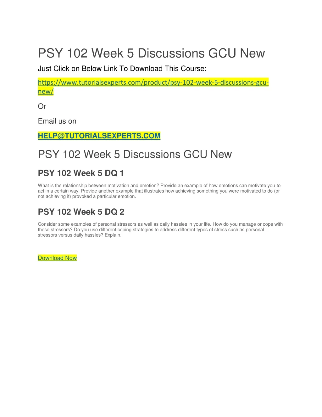 psy 102 week 5 discussions gcu new just click