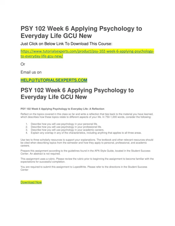 psy 102 week 6 applying psychology to everyday