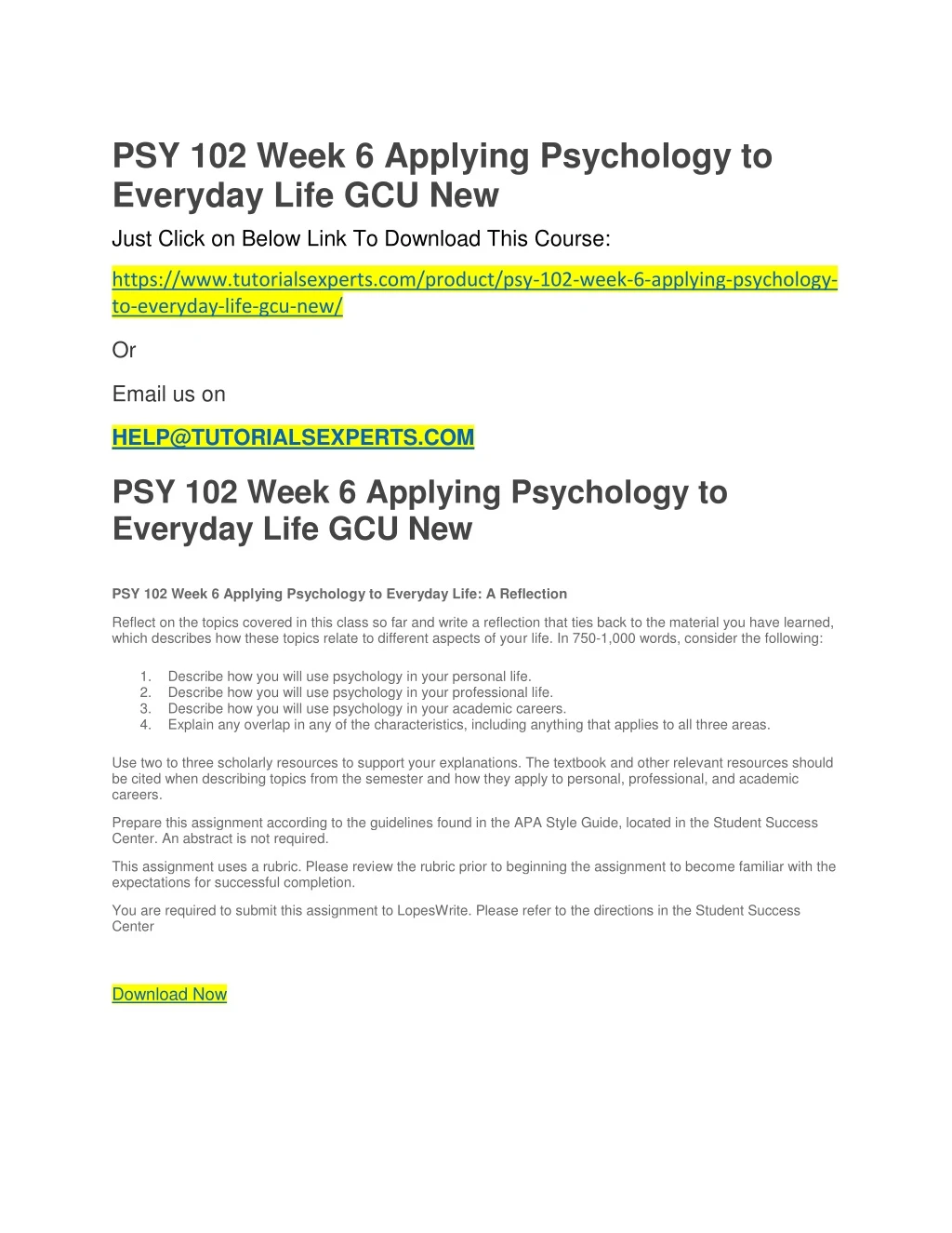 psy 102 week 6 applying psychology to everyday