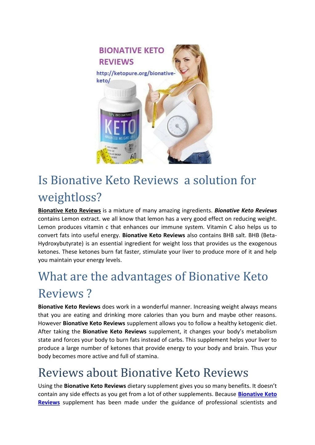 is bionative keto reviews a solution
