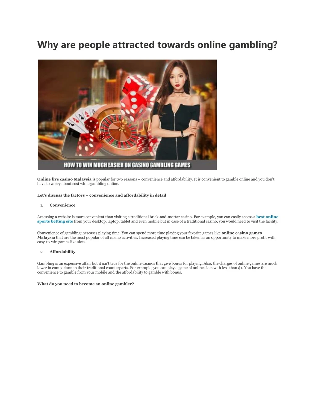 why are people attracted towards online gambling
