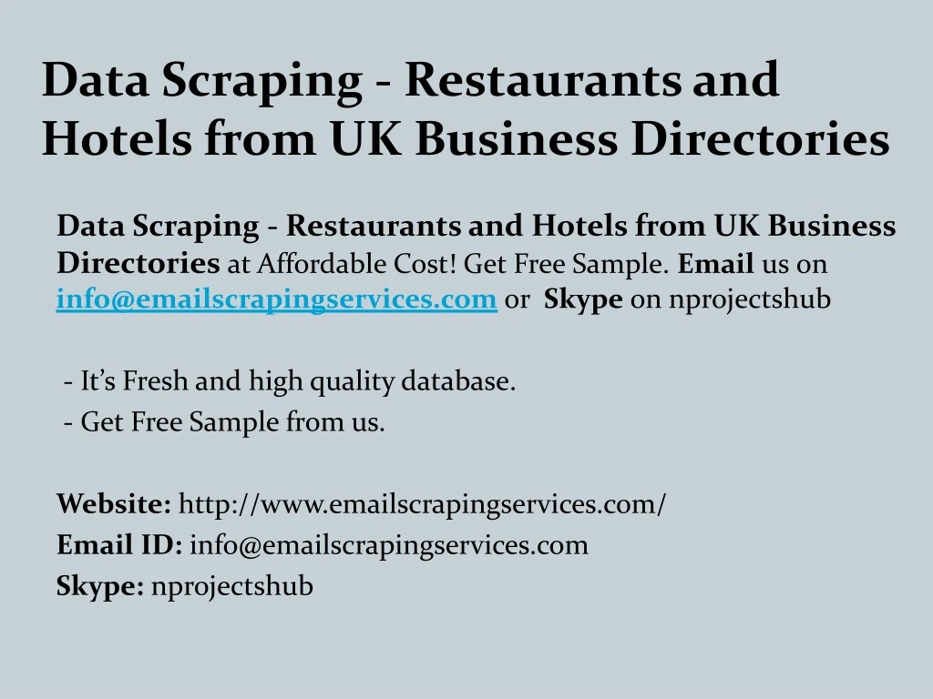 data scraping restaurants and hotels from uk business directories