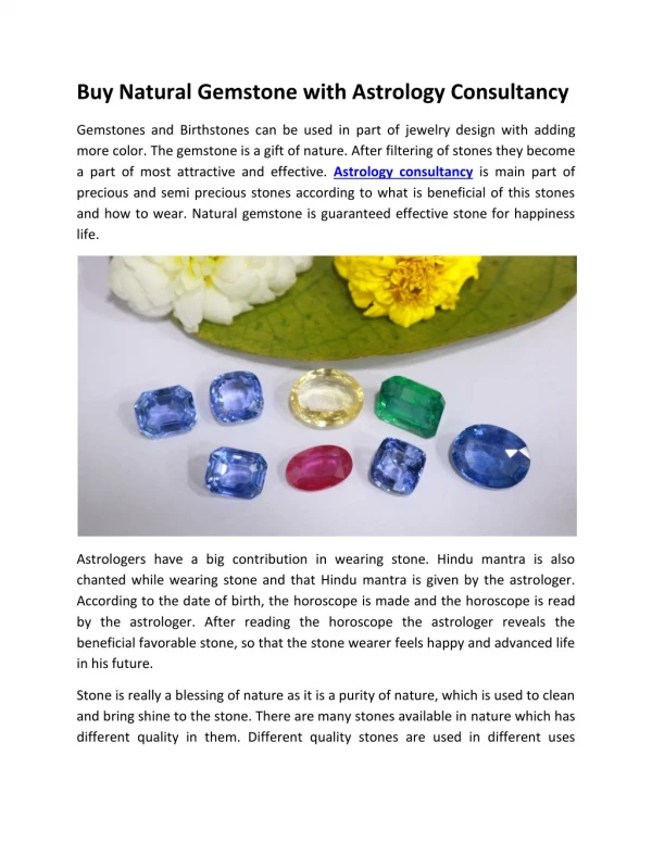 Gemstone Online available on Astrology Consultancy