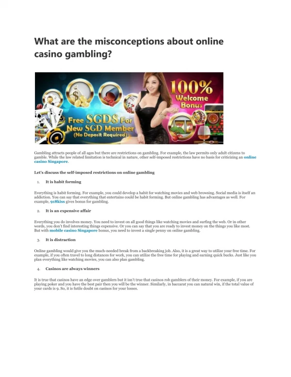 What are the misconceptions about online casino gambling?