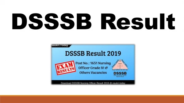 DSSSB Result 2019 Download for Grade VI Nursing Officer Cut off Marks