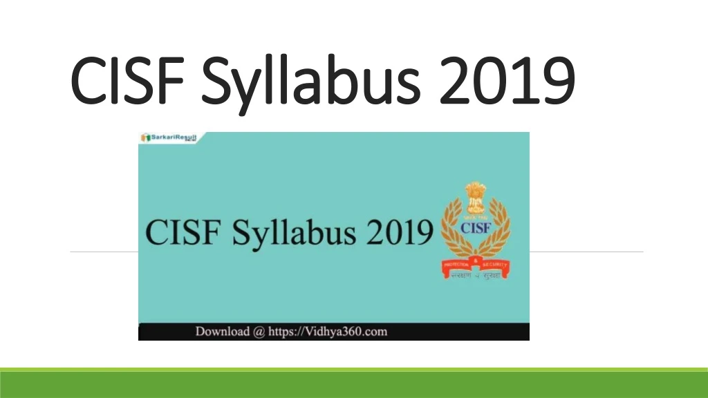 cisf syllabus 2019