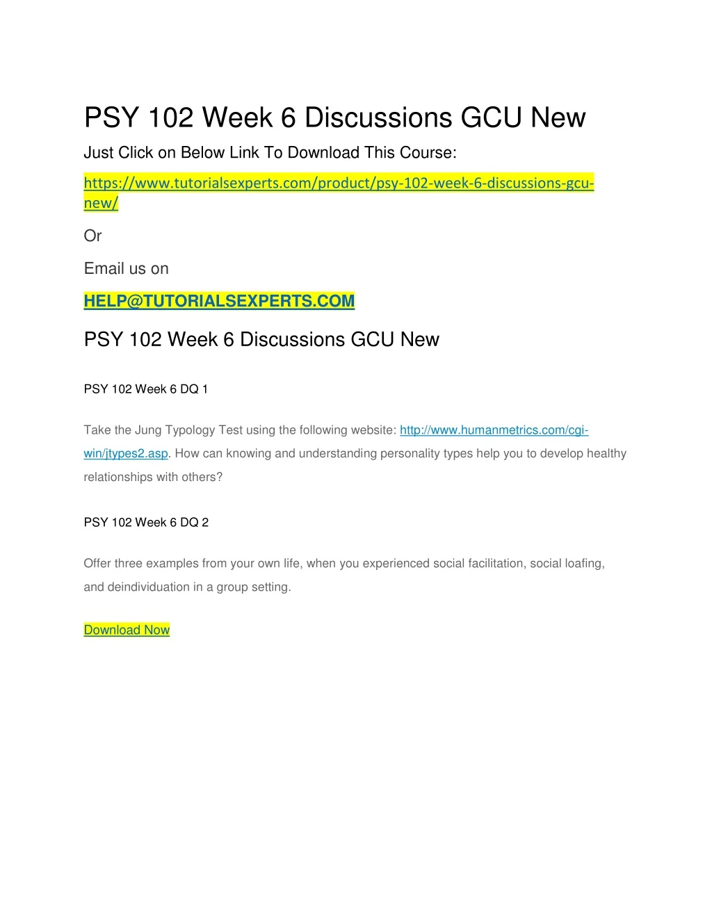 psy 102 week 6 discussions gcu new