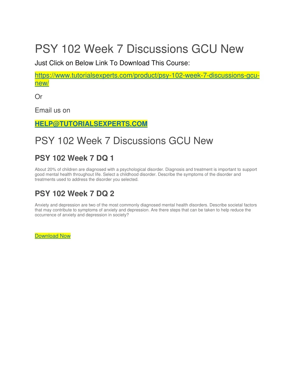 psy 102 week 7 discussions gcu new just click