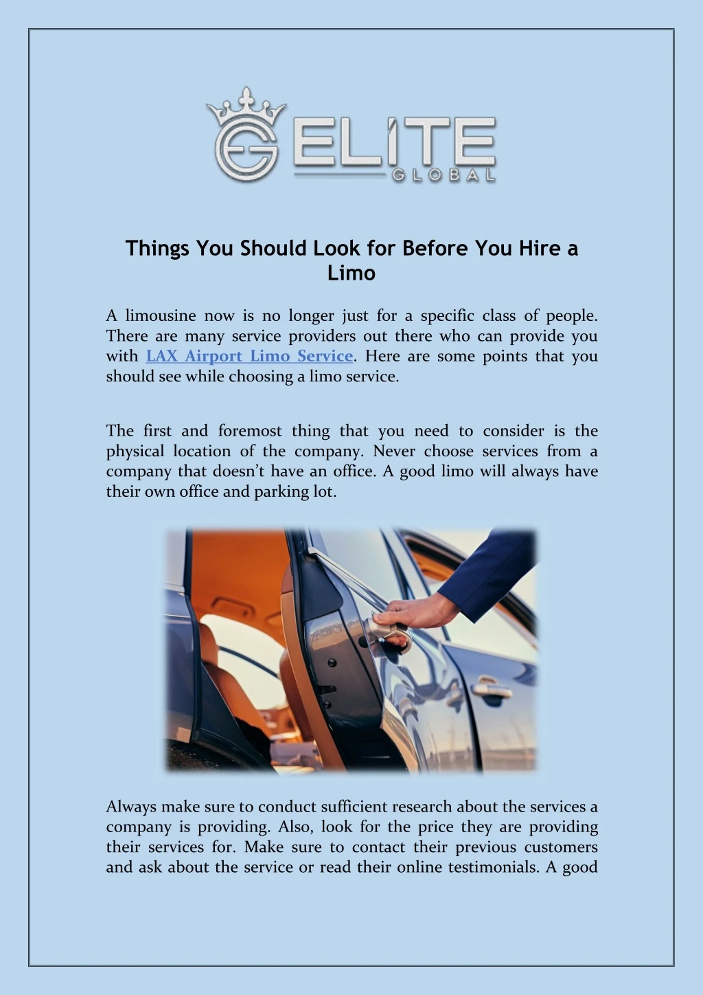 things you should look for before you hire a limo