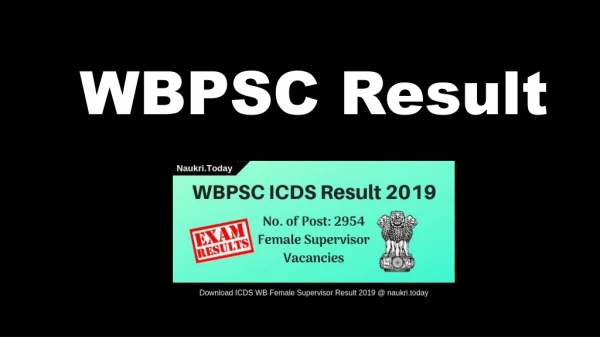 WBPSC Result 2019 Download ICDS Female Supervisor Cut off, Merit List