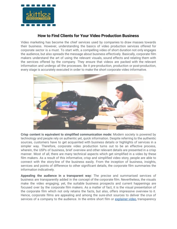 How to Find Clients for Your Video Production Business