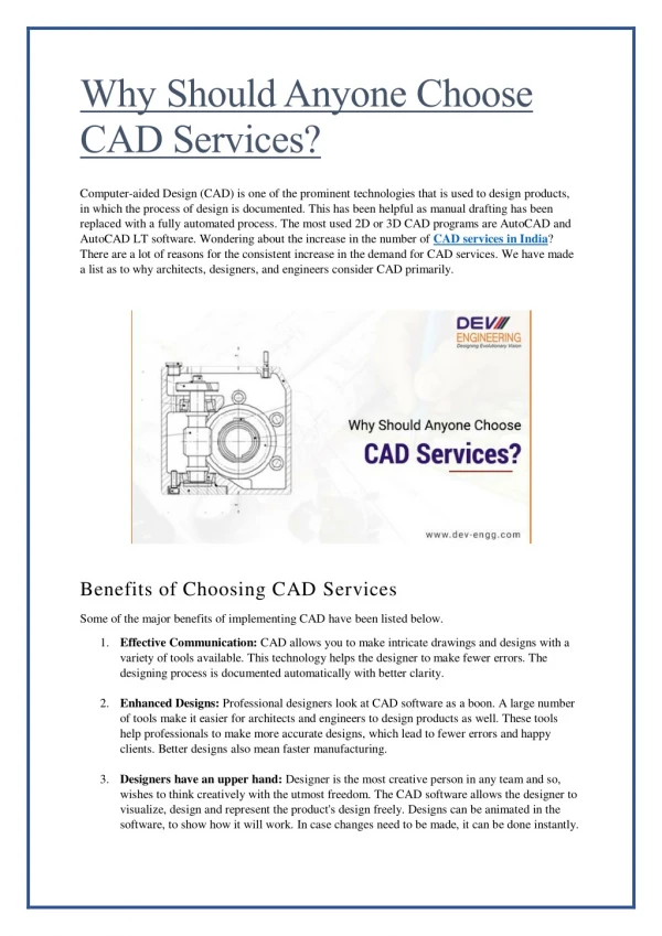 Why Should Anyone Choose CAD Services?
