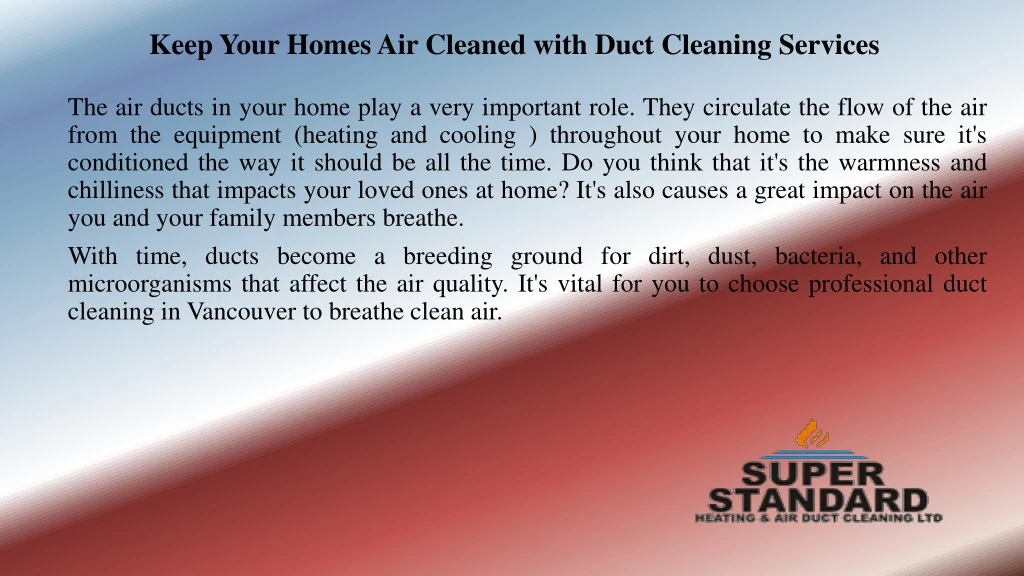 keep your homes air cleaned with duct cleaning services