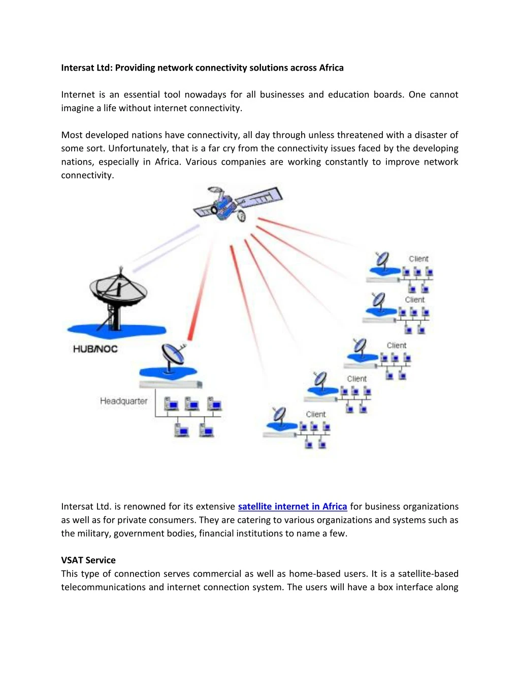 intersat ltd providing network connectivity