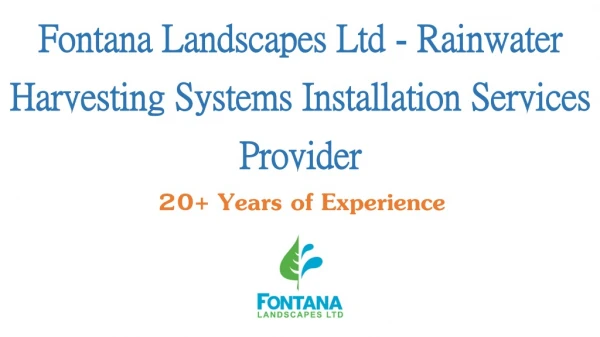 Rainwater Harvesting Systems Installation Services Provider