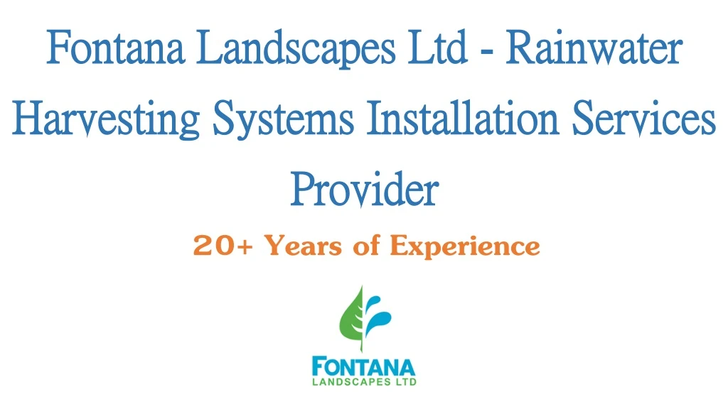fontana landscapes ltd rainwater harvesting systems installation services provider