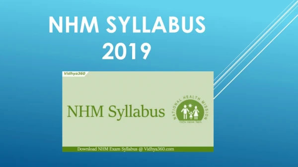 NHM Syllabus 2019 For 760 Staff Nurse Exam Download Now