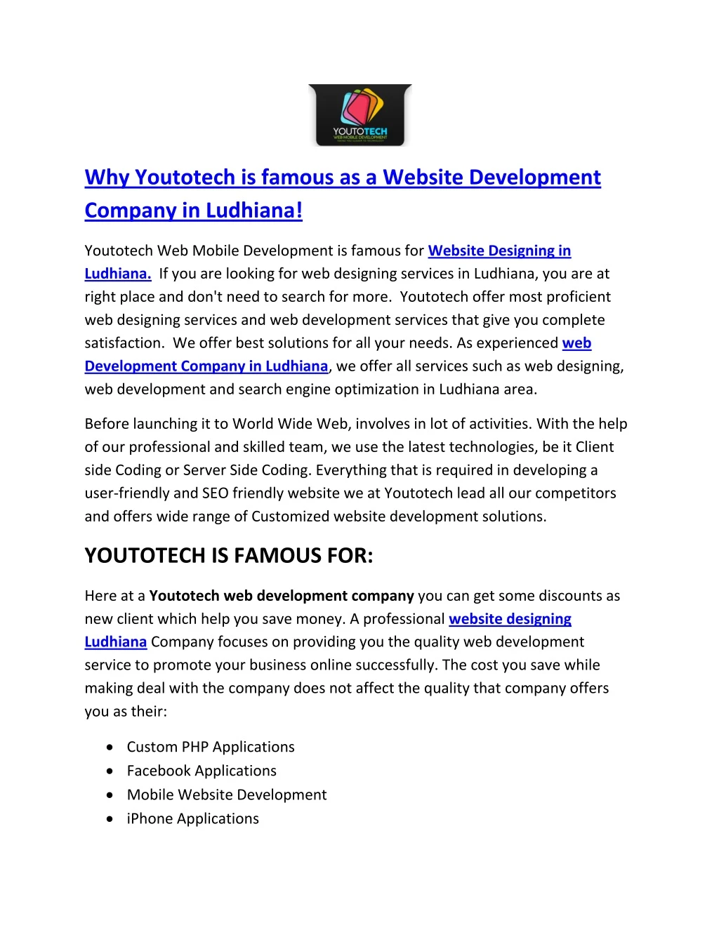 why youtotech is famous as a website development