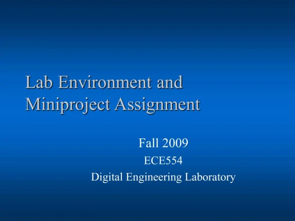 Lab Environment and Miniproject Assignment