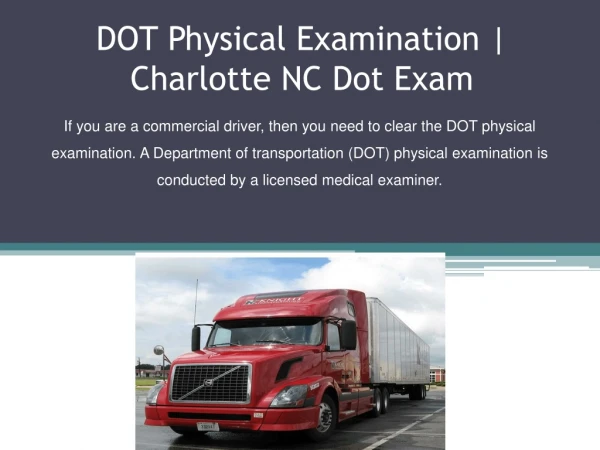 DOT Physical Examination | Charlotte NC Dot Exam