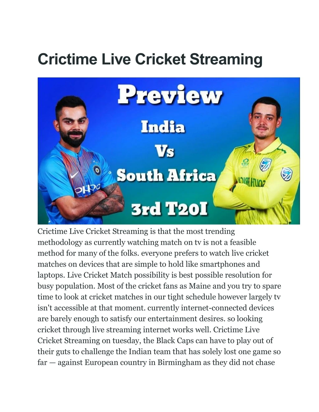 crictime live cricket streaming