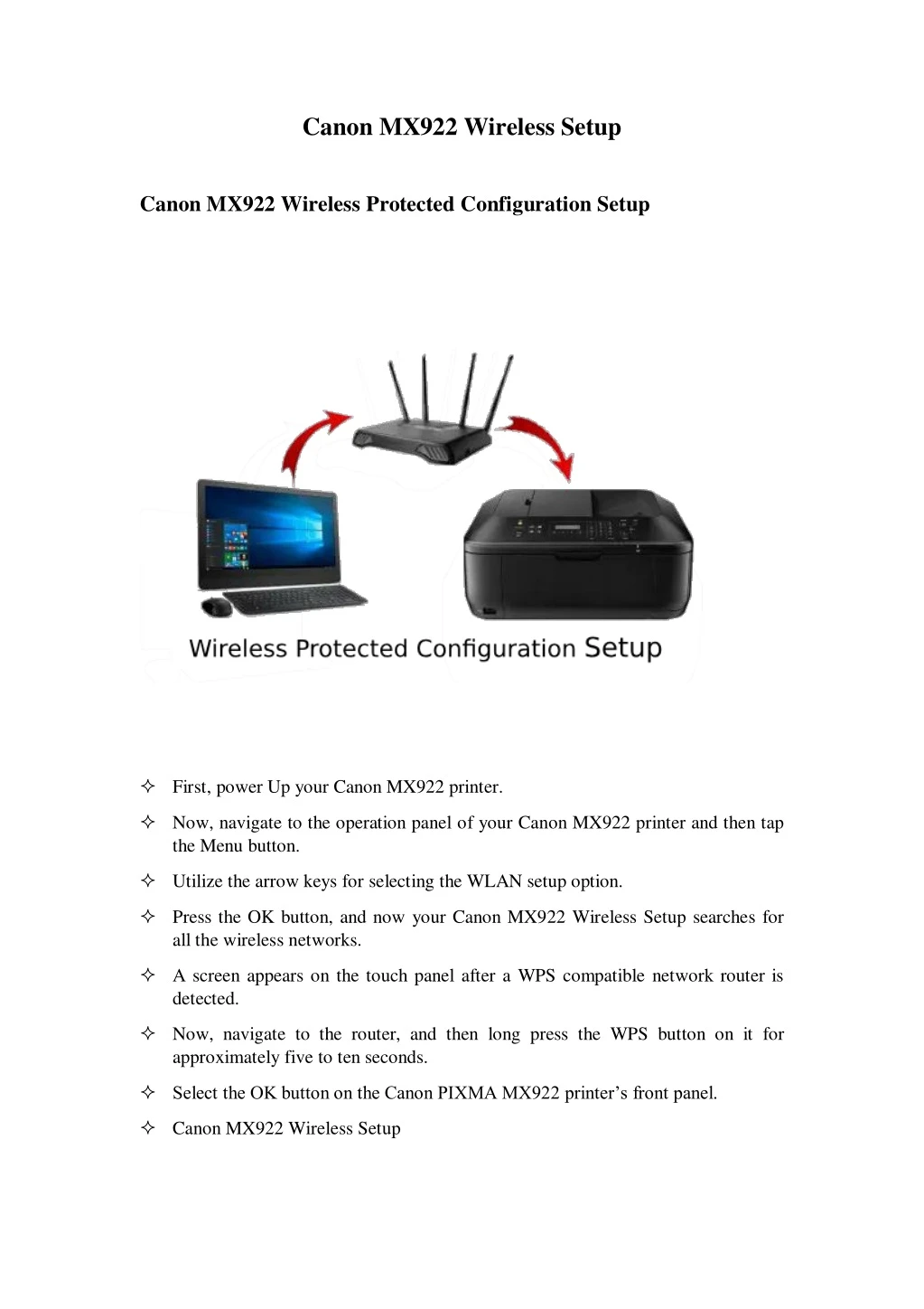 canon mx922 wireless setup