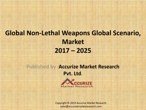 Non-Lethal Weapons Global Scenario, Market