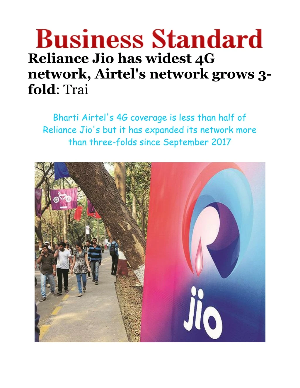 reliance jio has widest 4g network airtel