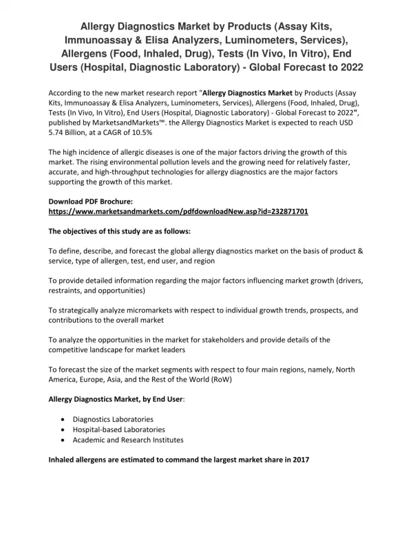 Growth Opportunities in Allergy Diagnostics Market