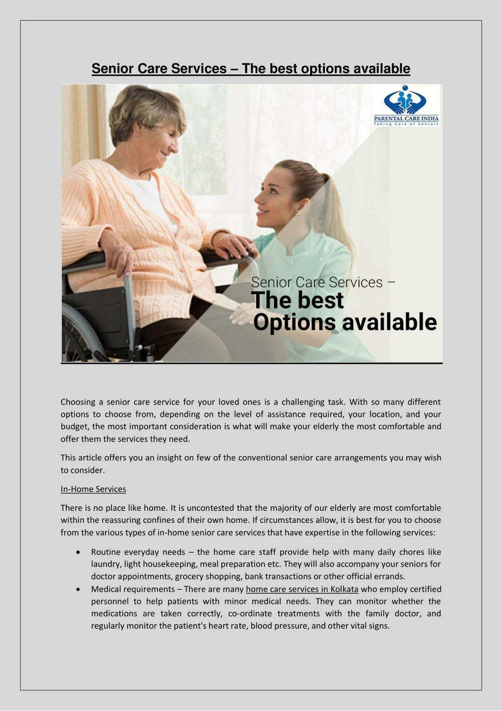 senior care services the best options available
