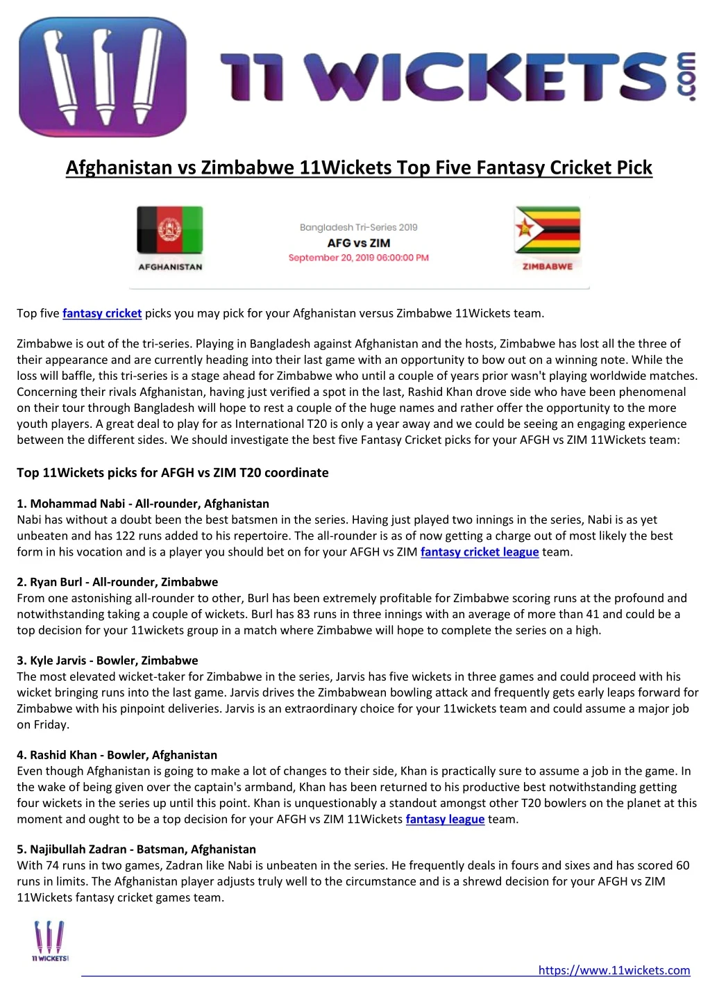 afghanistan vs zimbabwe 11wickets top five
