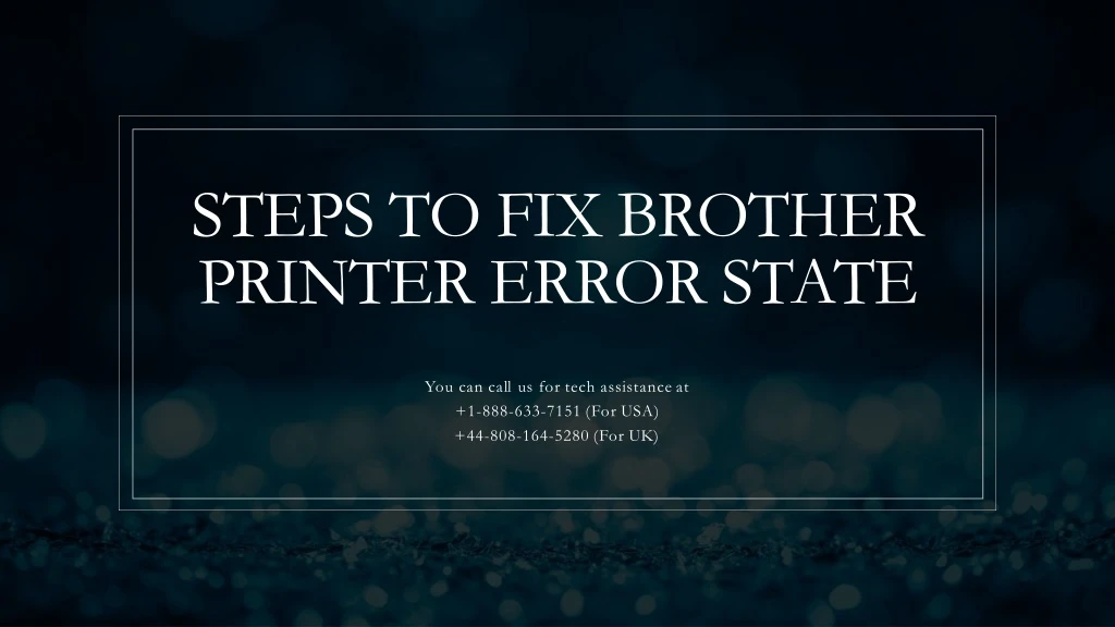 steps to fix brother printer error state