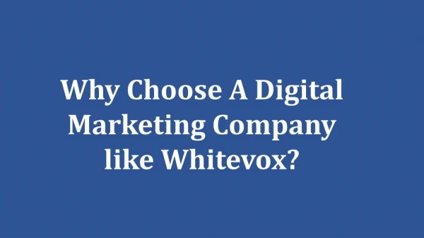 Why Choose A Digital Marketing Company like Whitevox?