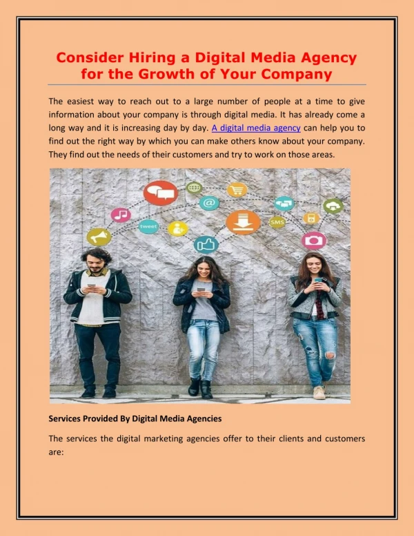 Consider Hiring a Digital Media Agency for the Growth of Your Company