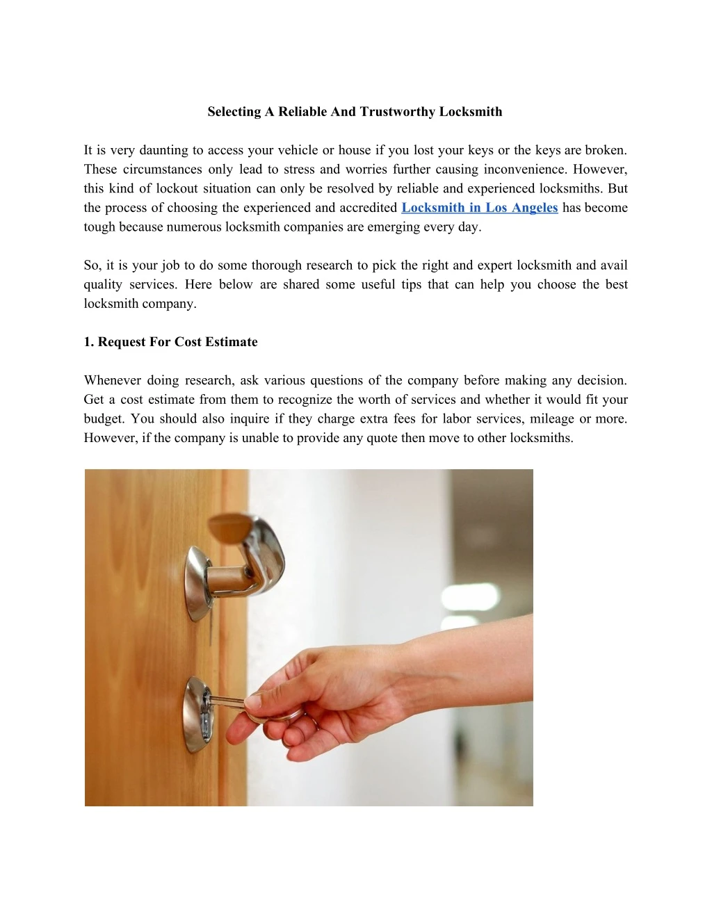 selecting a reliable and trustworthy locksmith