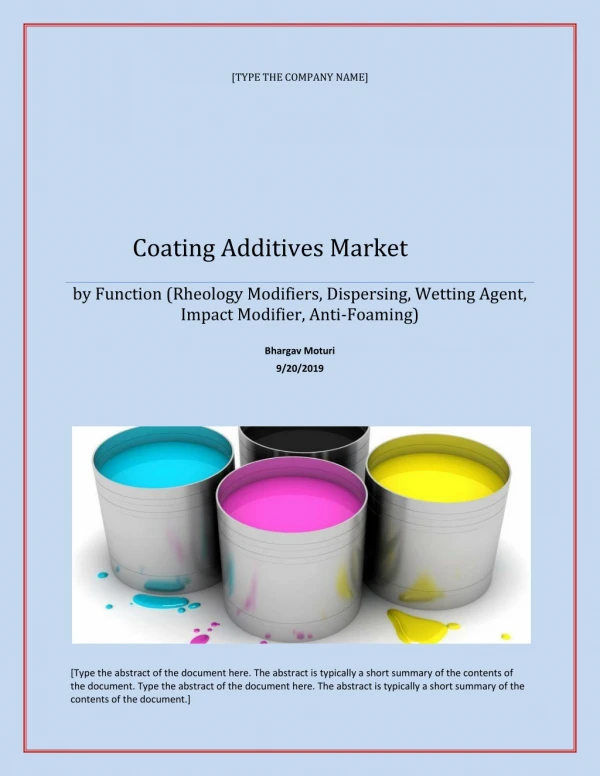 Global Coating Additives Market Analysis-2019
