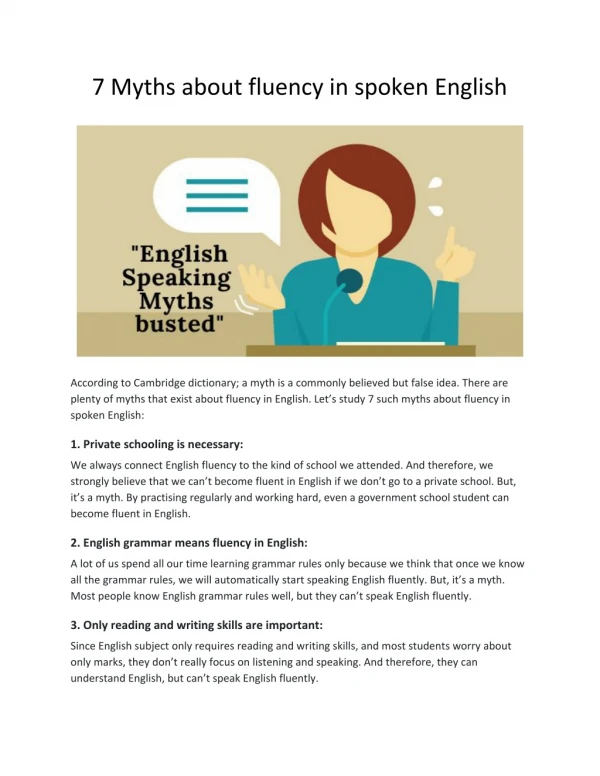 7 Myths about fluency in spoken English