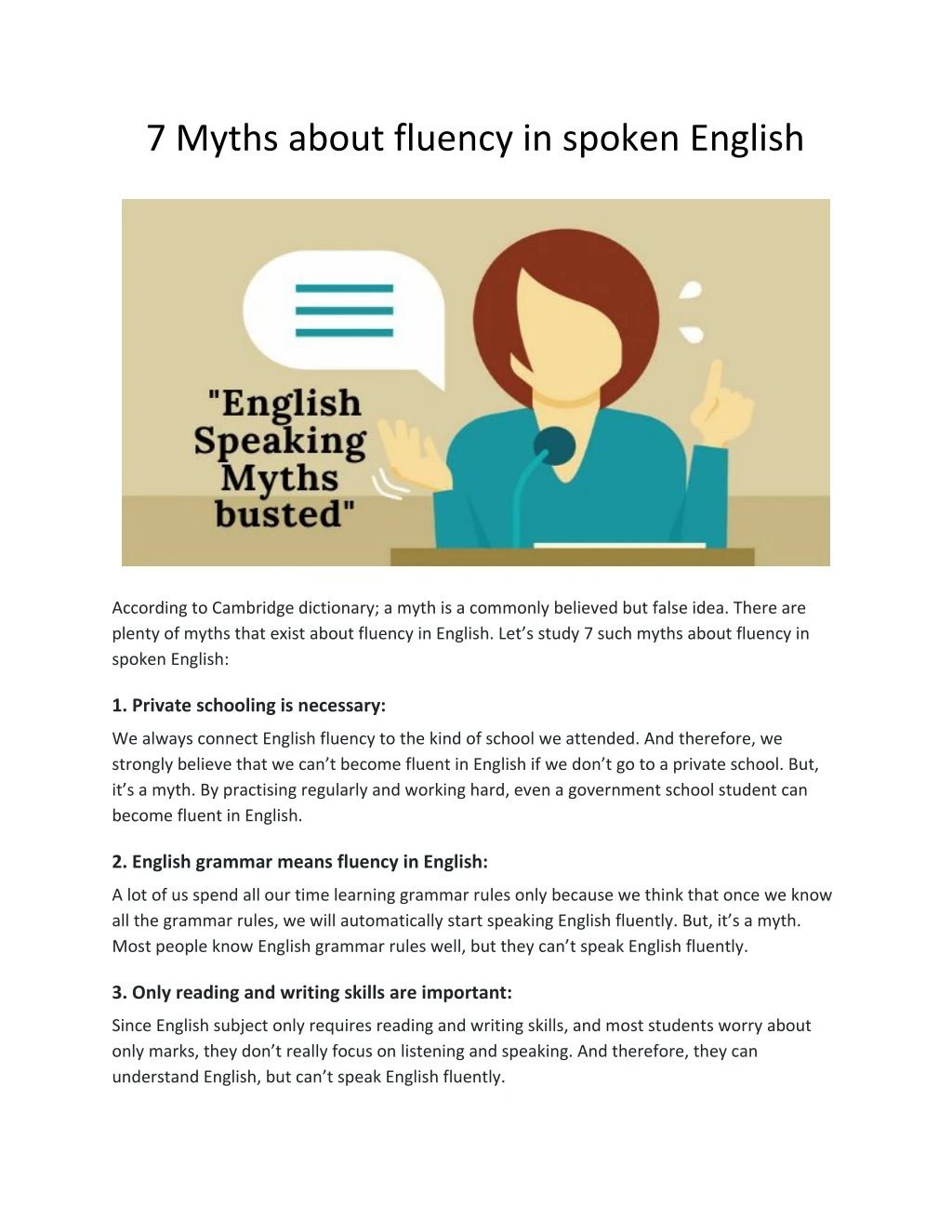 7 myths about fluency in spoken english