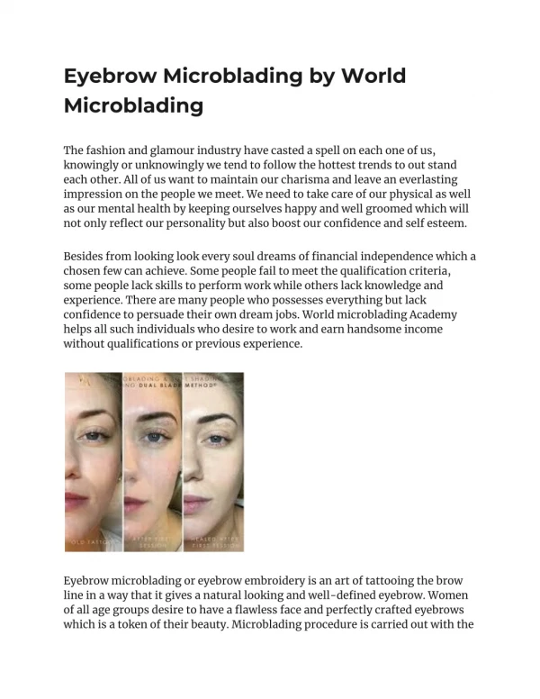 Eyebrow Microblading by World Microblading
