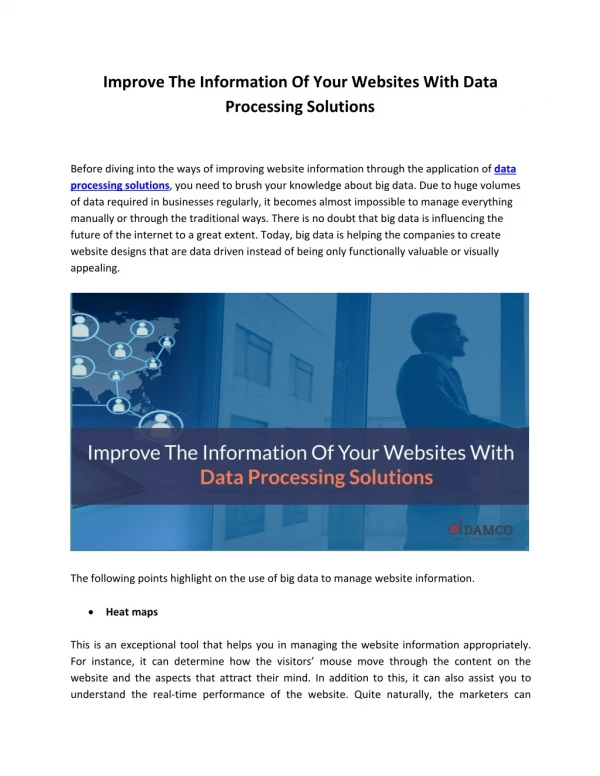 Improve The Information of Your Websites With Data processing Solutions_Blog 1