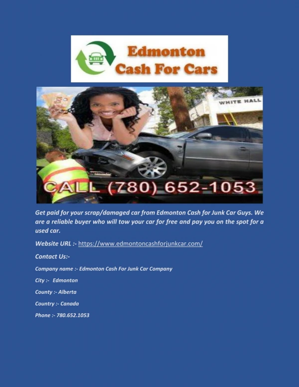 Free Car Towing Edmonton - Edmonton Cash for Junk Car Guys