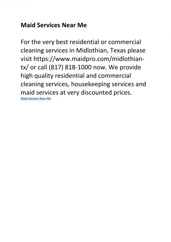 maid services near me for the very best