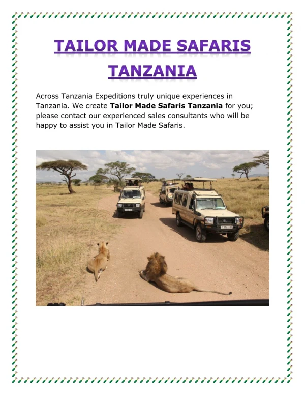 Tailor Made Safaris Tanzania