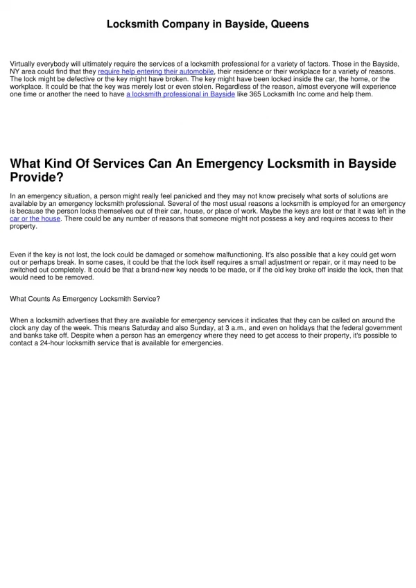 Locksmith Service in Bayside, Queens