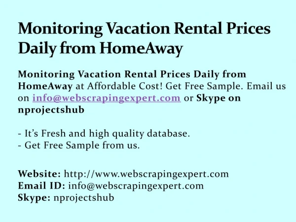 Monitoring Vacation Rental Prices Daily from HomeAway