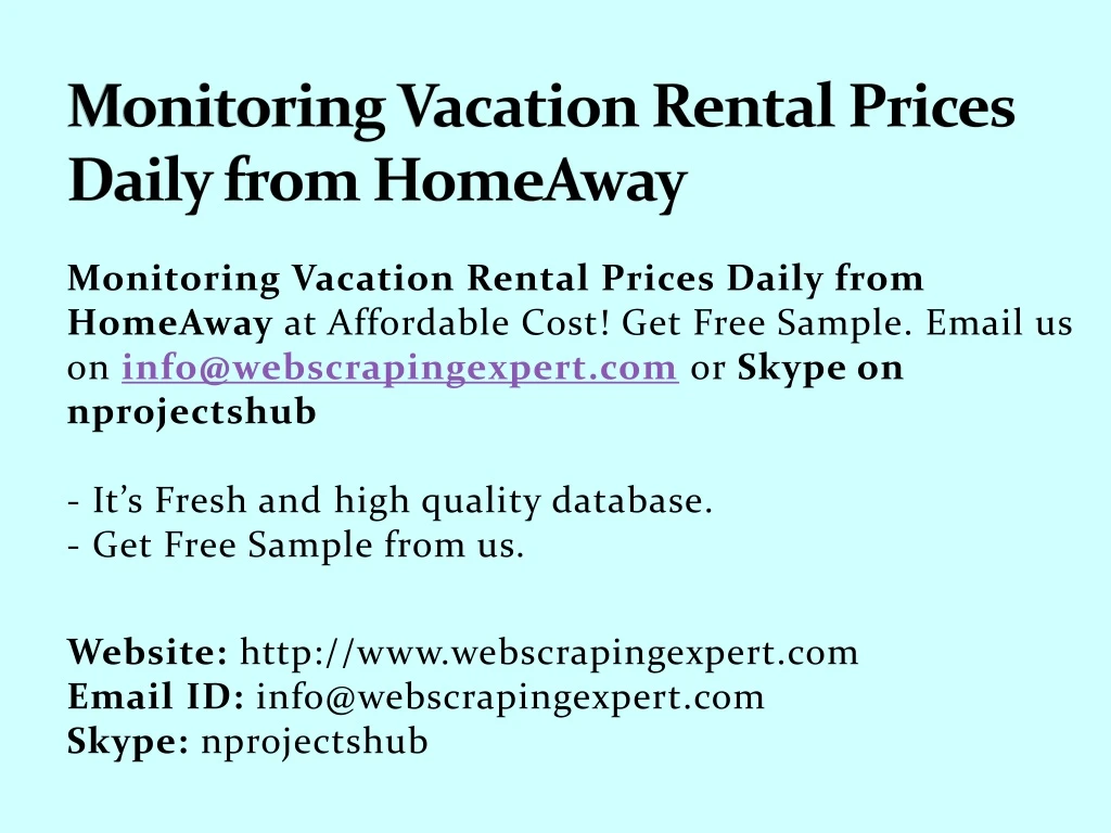 monitoring vacation rental prices daily from homeaway