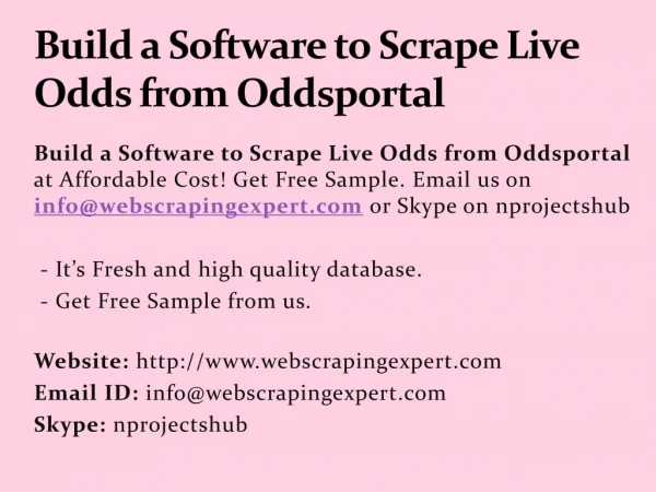 Build a Software to Scrape Live Odds from Oddsportal